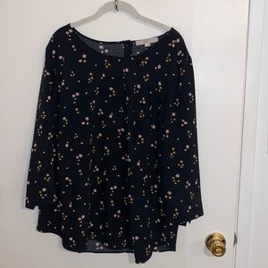 Loft Plus Size Black and Floral Blouse